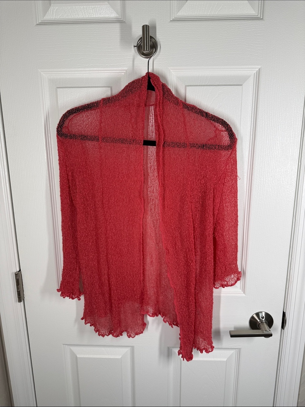 Fresco by Nomadic Traders lightweight knit shrug pink coral woven O/S